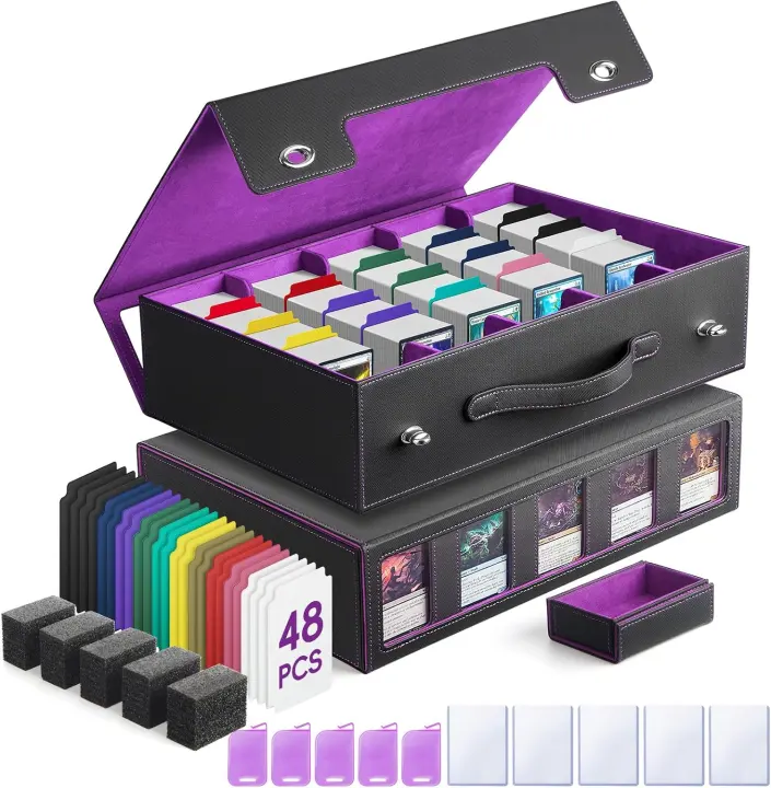 5-Row Trading Card Storage Case with Handle & Commander Display — 3900+ Capacity