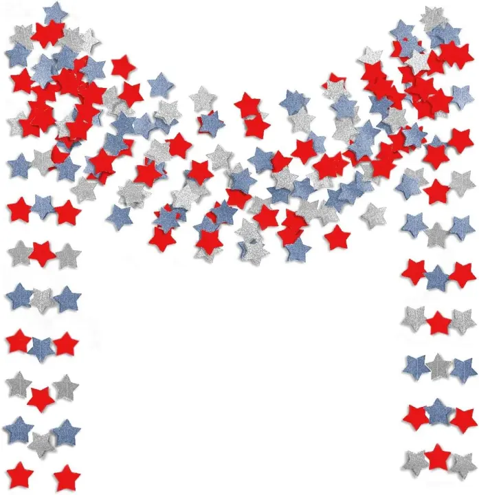 6-Pack Red White Blue Star Streamers Garland — Paper Patriotic Hanging Decor
