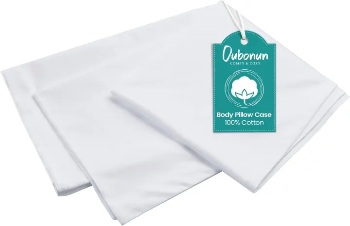 800TC 100% Cotton Body Pillow Cover 21 x 54 — Zipperless Envelope