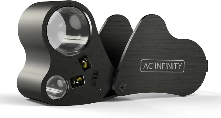 AC Infinity LED Folding Jeweler's Loupe — 30x & 60x Pocket Magnifier