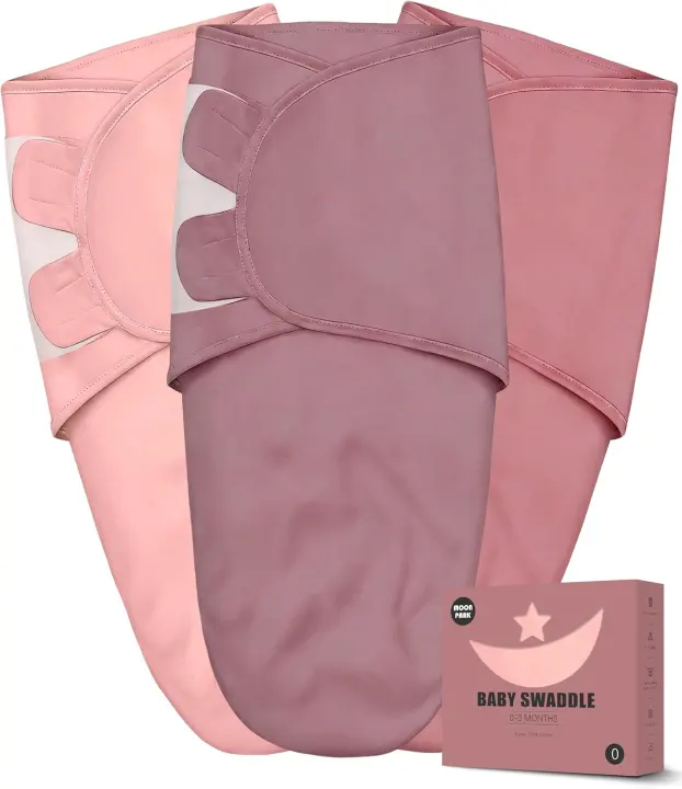 Adjustable Newborn Swaddle Wraps (3-Pack) — 0–3 Months Cotton