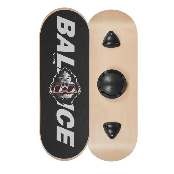 Adjustable Wooden Wobble Board Trainer — 3-Level Balance Board