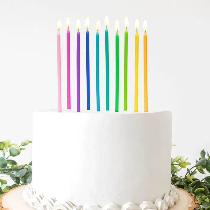 Apluselection 40-Pack Rainbow Birthday Candles — 5.5" Slim Set
