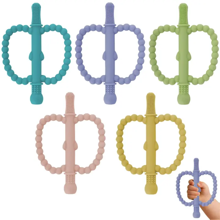 Apple-Shaped Hollow Teether Tube — Silicone Baby Teething Toy (0–36M)