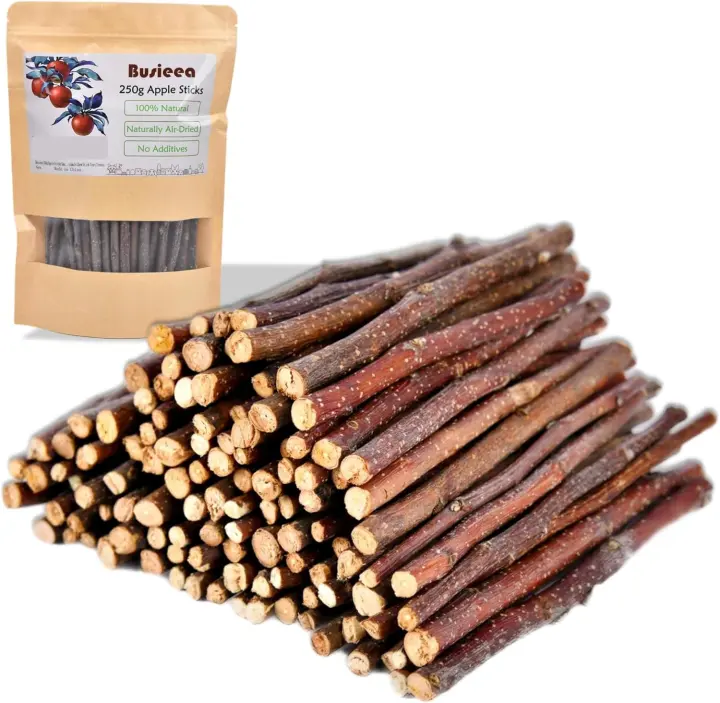 Apple Wood Chew Sticks — 250g Bulk Molar Toys for Small Pets