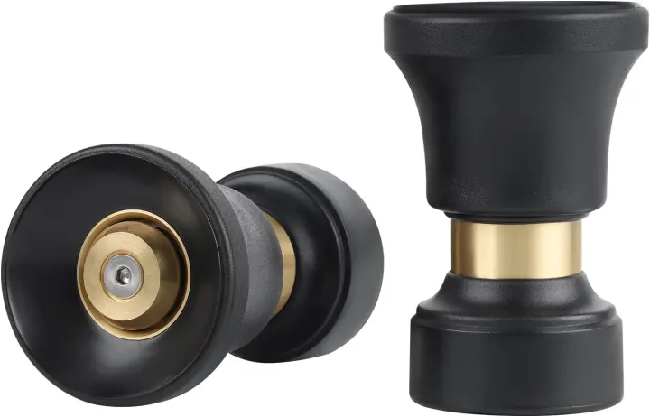 Brass Fireman-Style Hose Nozzle — Heavy-Duty 2-Pack Garden Sprayer