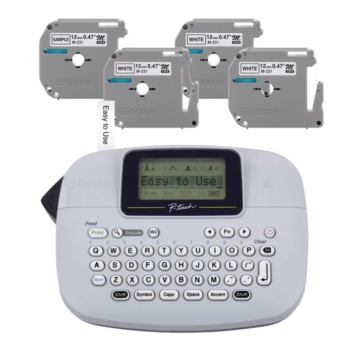 Brother PT-M95 P-Touch Handheld Label Maker Bundle, White