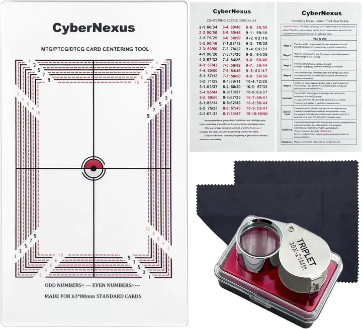 Card Centering & Grading Kit for Trading Cards — 30x Loupe