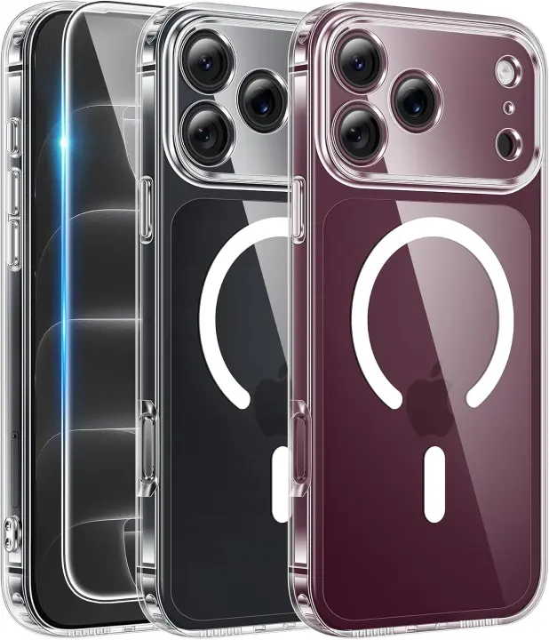 Clear MagSafe Protective Case with Tempered Glass for iPhone 17/18 Pro