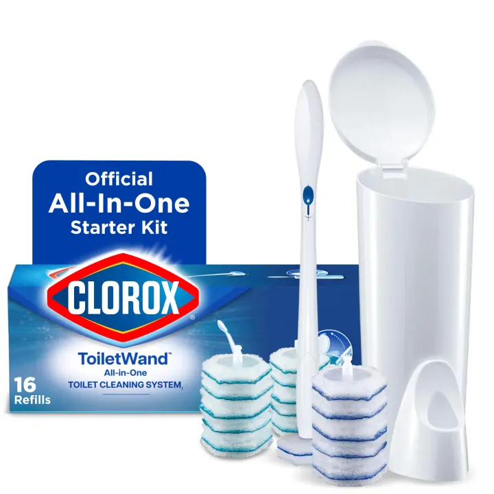 Clorox ToiletWand Starter Kit — Toilet Wand, Caddy & 16 Disposable Heads