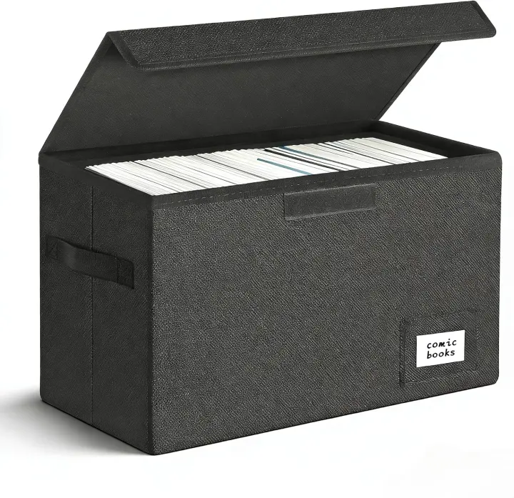 Collapsible Comic Short Box Storage Bin — Holds ~150 Comics (15.5×7.5×11.3)