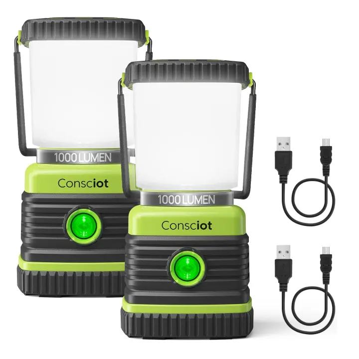 Consciot Rechargeable LED Camping Lantern — 1000LM, Dimmable, Power Bank