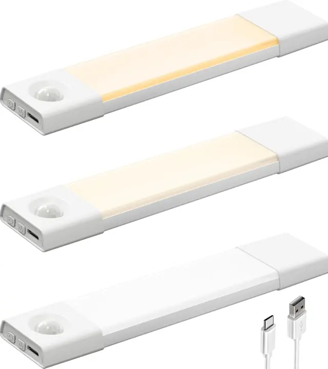 EZVALO 3-Pack 8" Rechargeable Motion Sensor Under-Cabinet LED Lights