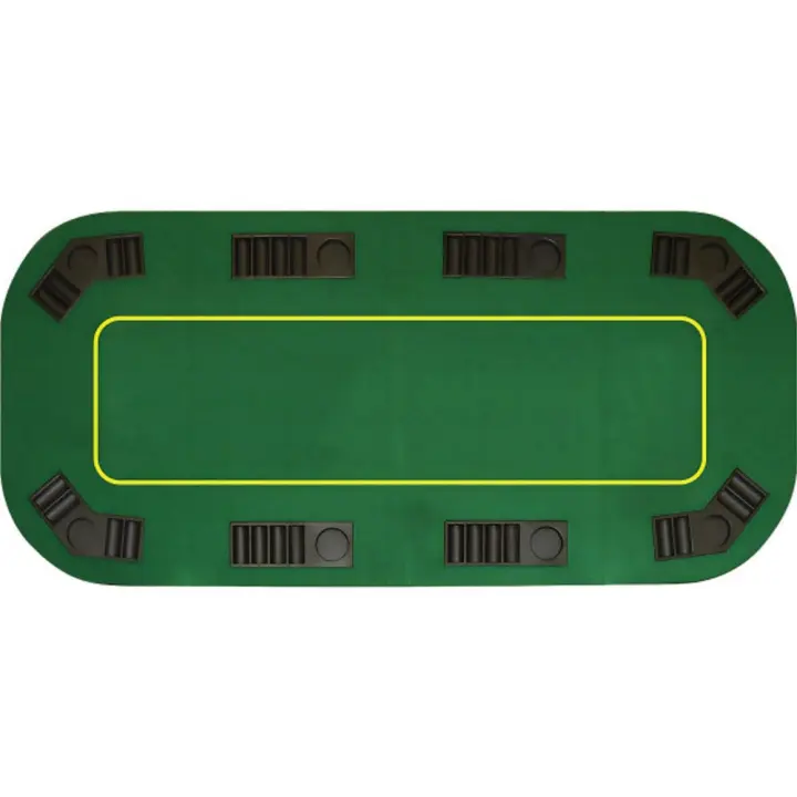 Folding Wood Poker Table Topper — Green Felt, Seats 8