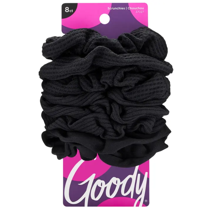 Goody Jersey Scrunchies — 8 Black Gentle, No-Dent Hair Ties