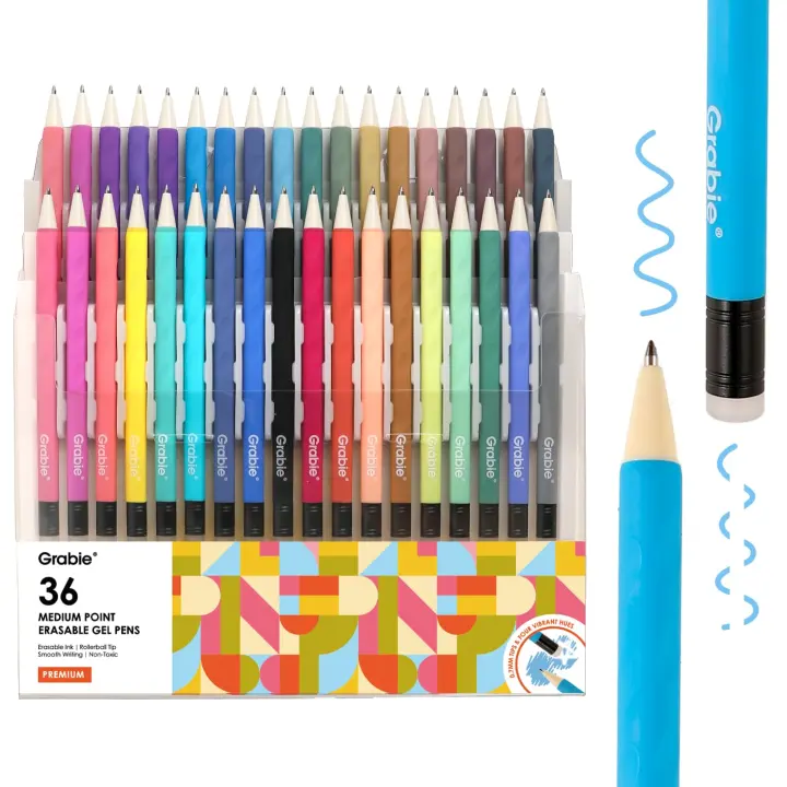 Grabie Erasable Gel Pen Set — 36 Colors, 0.7 mm Medium Tip