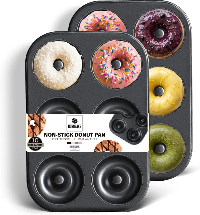 HONGBAKE Deep 6-Cavity Nonstick Donut Pan — 2-Pack