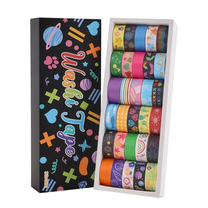 icceemee 30-Pack Patterned Washi Tape Set — Decorative Craft Rolls