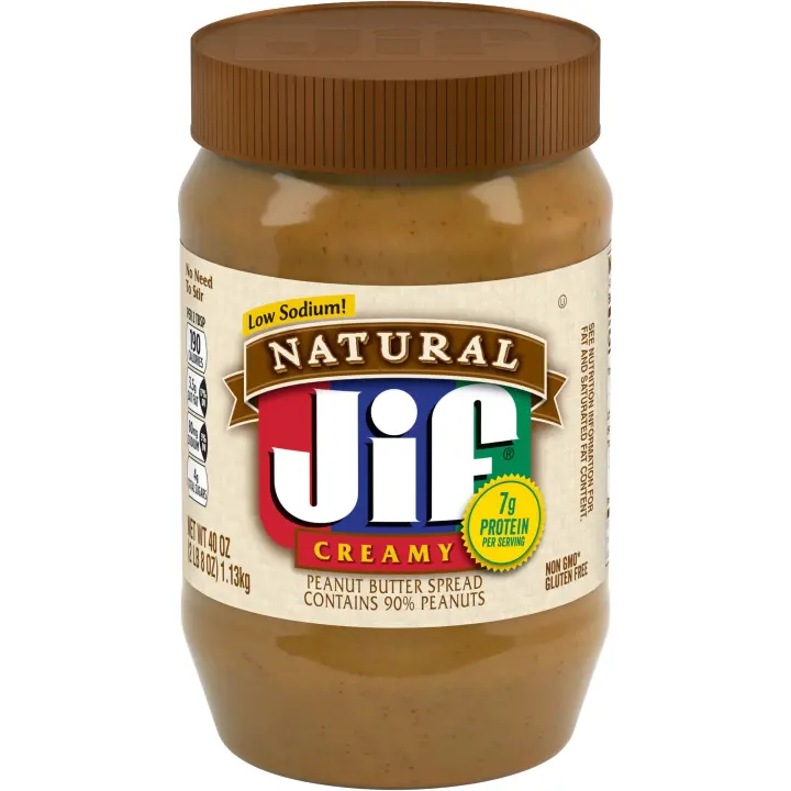Jif Natural Creamy Peanut Butter — 40 oz Jar (90% Peanuts)