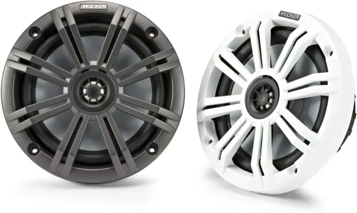 Kicker KM65 6.5in Marine Coaxial Speakers — 3/4in Tweeters, 4Ω