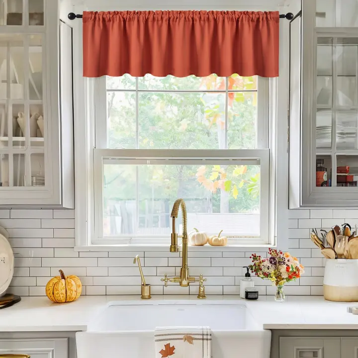 MIULEE Burnt Orange Rod-Pocket Blackout Window Valance — 52 x 18, 1 Panel
