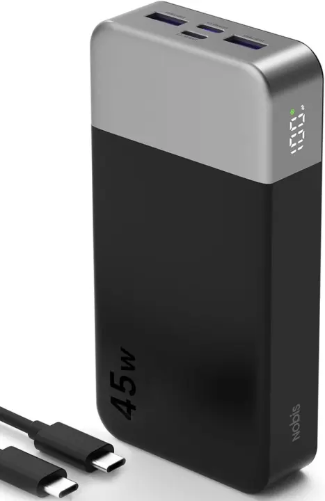 NOBIS 45W 20000mAh Portable Power Bank — Fast USB-C & USB-A Charger