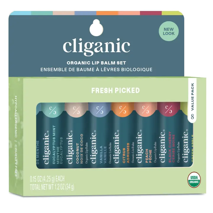 Organic Lip Balm Set — 8-Flavor Travel Tubes for Dry Lips