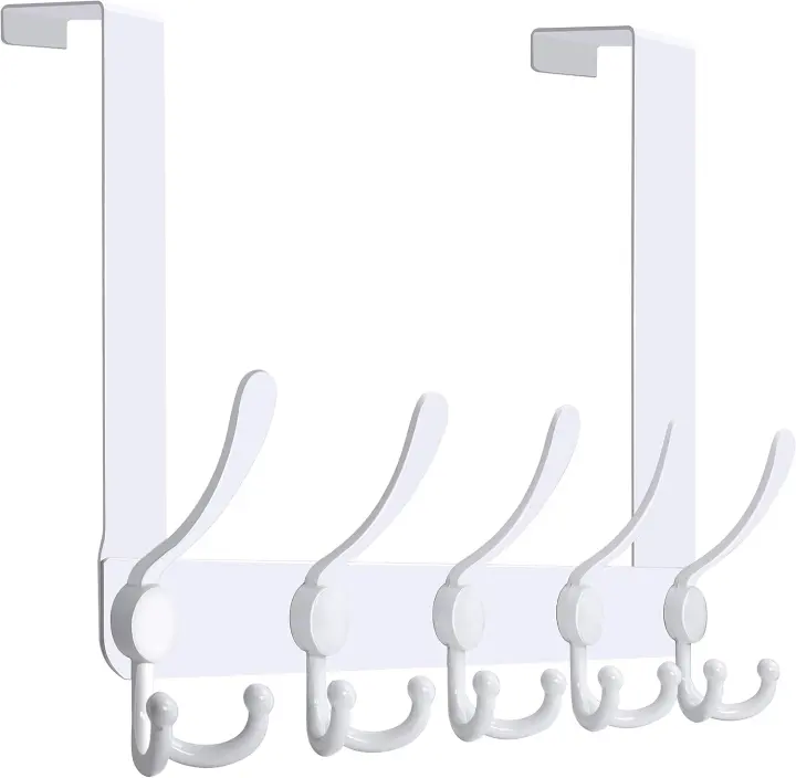 Over-the-Door 5-Hook Metal Rack — Towel & Coat Hanger
