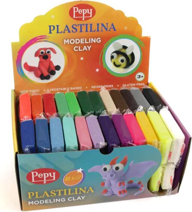 Pepy Reusable Non-Drying Modeling Clay Set — 48 Bars (24 Colors)