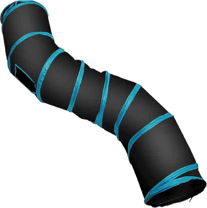 PetLike S-Way Collapsible Cat Tunnel Play Tube with Pom Ball (Black)