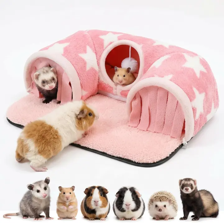 Plush Small Animal Tunnel & Hideout — Guinea Pig Bed