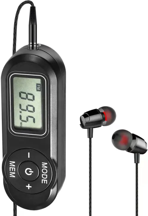 Portable Pocket FM Radio with DSP Tuner, LCD and Wired Earbuds