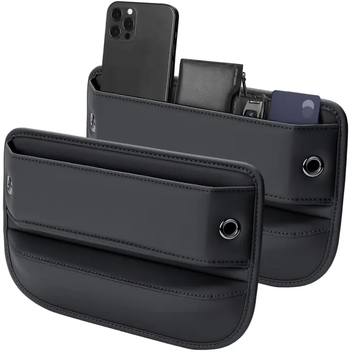 Premium Leather Car Seat Gap Filler Organizer (Fits 0.2–1.2" Gaps) — 2 Pack