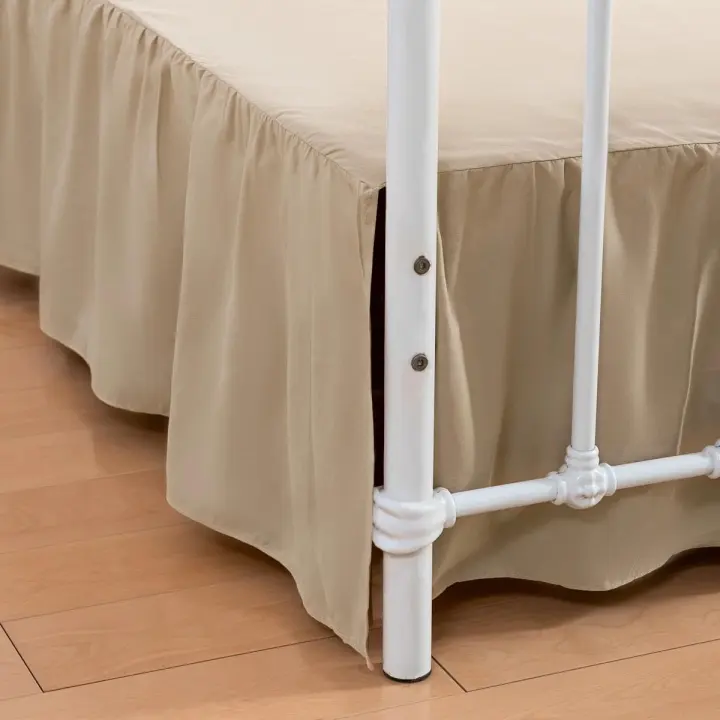 Queen Ruffled Bed Skirt with Split Corners — 16" Drop, Light Camel