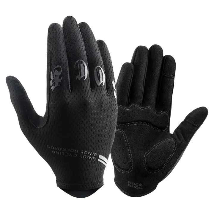 ROCKBROS Ventilated Cycling Gloves - SBR Padded, Touchscreen, Thumb Terry
