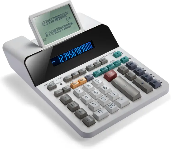 Sharp Paperless Digital Desk Adding Machine (EL-1901) White