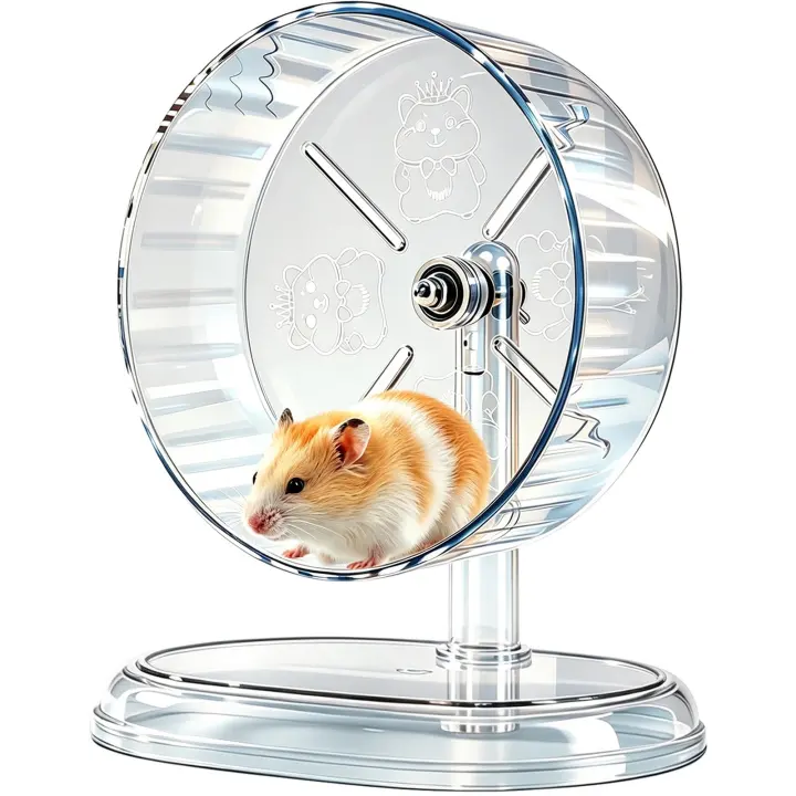 Silent 7-inch Hamster Exercise Wheel with Adjustable Metal Stand