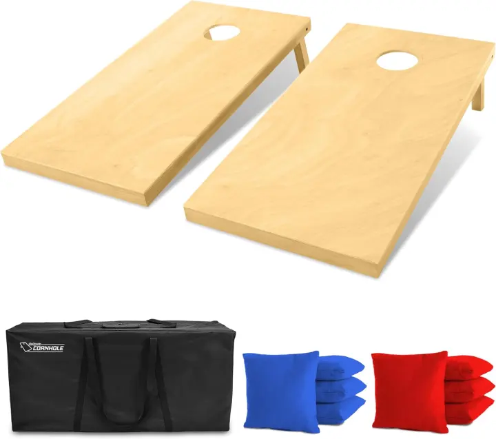 Solid Wood Cornhole Boards — Choose 4x2 ft or 3x2 ft with 8 Toss Bags