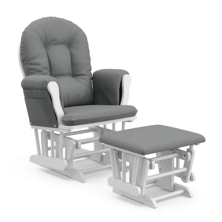 Storkcraft Hoop Nursery Glider & Ottoman — White/Gray