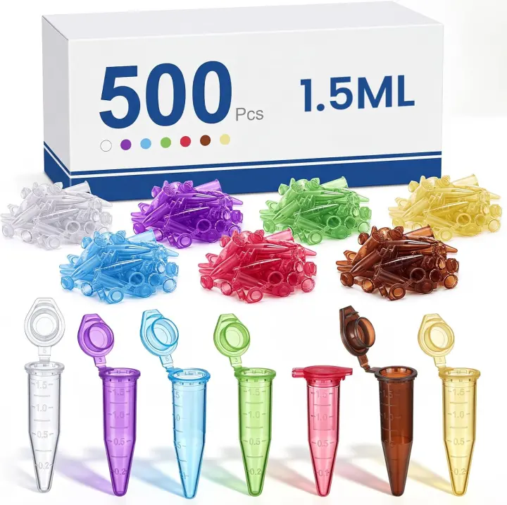 Tallew 500× 1.5 mL Multicolor Snap-Cap Microcentrifuge Tubes