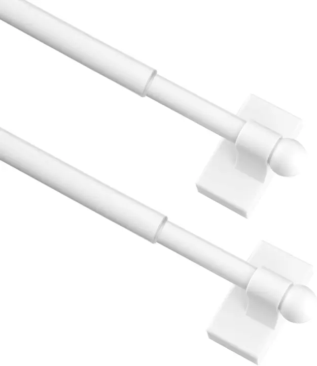 Telescoping Magnetic Curtain Rods, 16–28 in, 1/2 in Dia — 2-Pack (White)