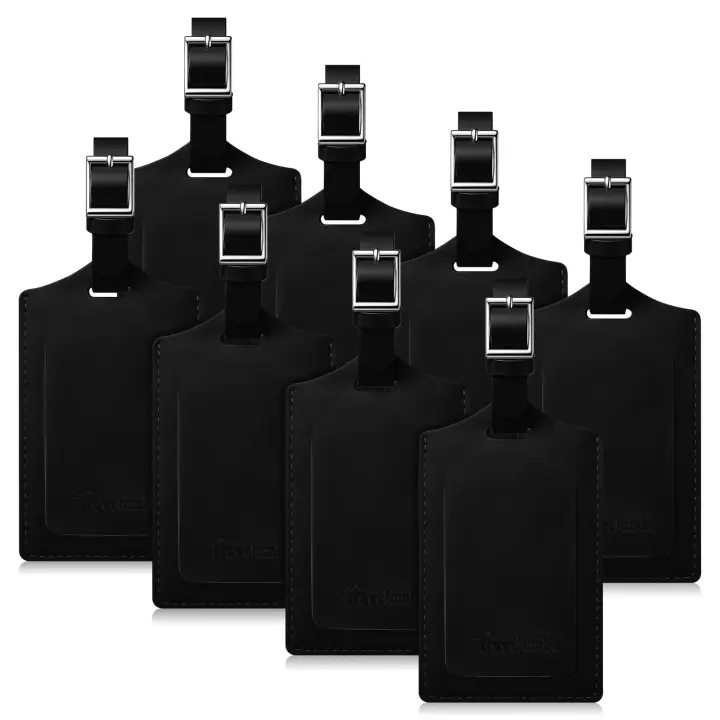 Travelambo 8-Pack Faux Leather Luggage Tags with Privacy Flap