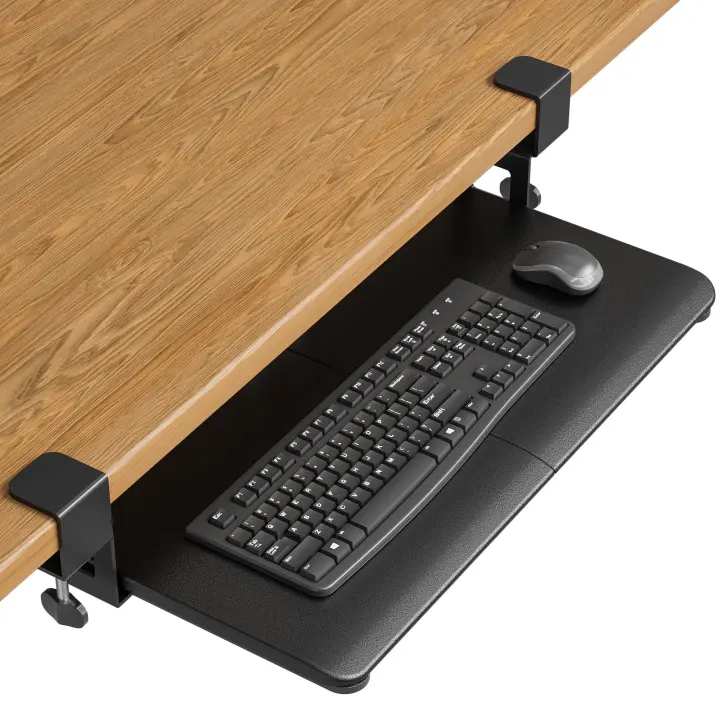 Under-Desk Slide-Out Keyboard Tray with C-Clamp Mount — 31.3 in