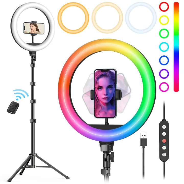 Weilishi 10" LED Ring Light with Adjustable Tripod & Phone Mount