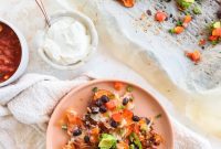 Healthy Sweet Potato Nachos with Black Beans and Bell Peppers