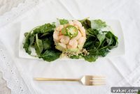 Vibrant Shrimp and Avocado Stack with Ginger-Sesame Kale