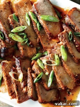 Close-up of seared Ginger Garlic Pork Medallions