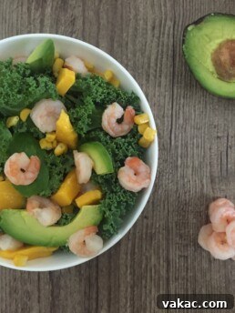 Kale Salad with Mango and Spicy Prawns