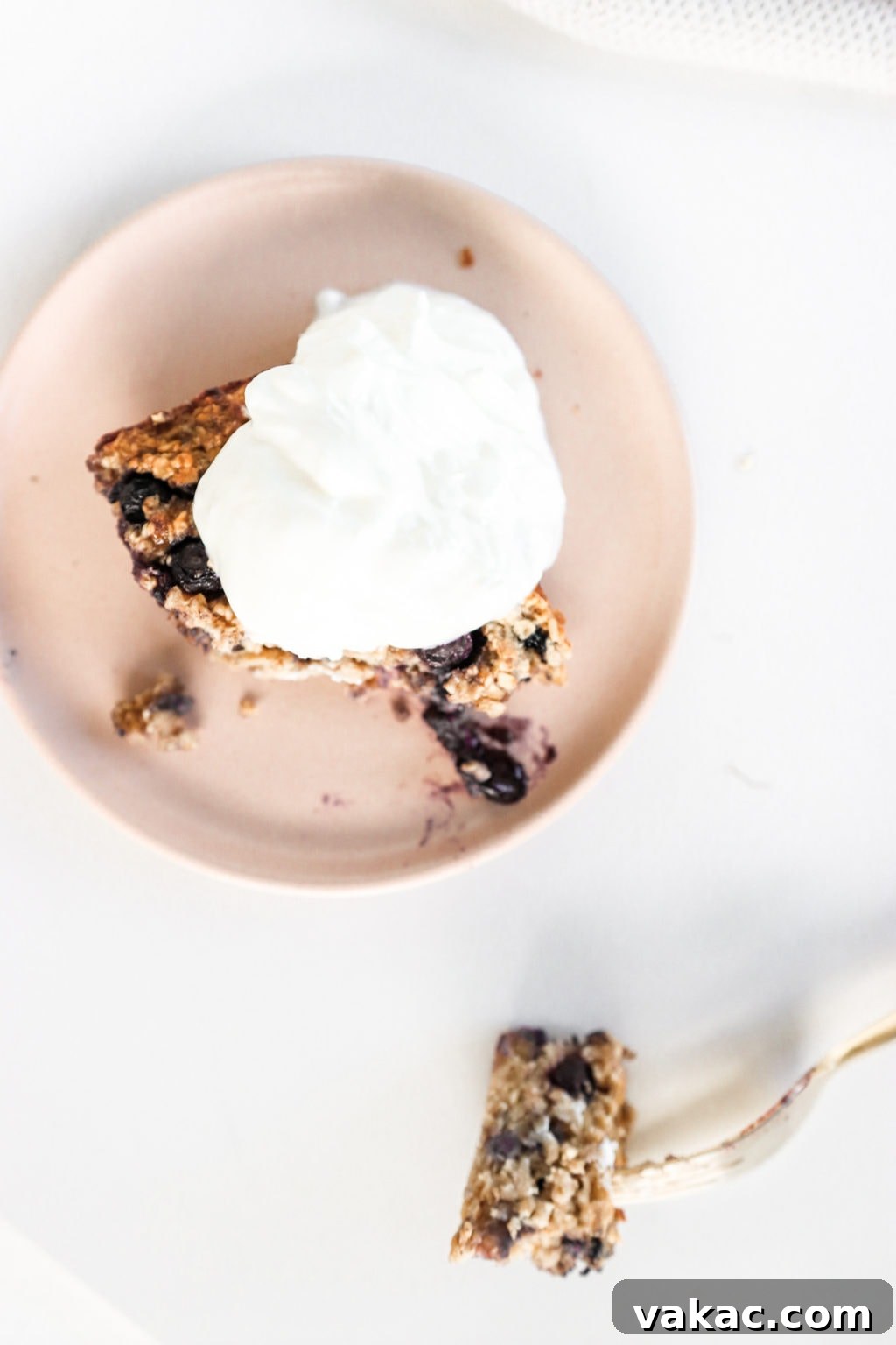Close-up image of the baked oatmeal texture
