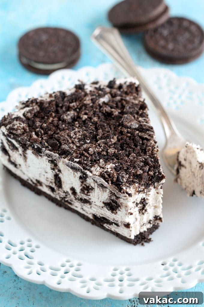 2017's Most Loved Recipes 9 Decadent No-Bake Oreo Cheesecake, an easy and delightful dessert.
